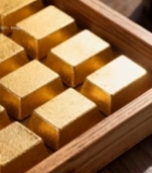  木盒中摆放的金砖素材1246#竖屏 	 