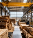  木材工厂内工人与生产场景2846#竖屏 	 