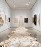  美术馆内艺术织物展览场景6682#竖屏 	 