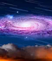  星空下的星系与云层景观1268#横屏 	 