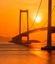  夕阳下跨海大桥海景素材653#横屏 	 