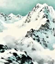  水墨风格雪山自然风光1842#横屏 	 