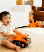 婴儿在家玩玩具车3666#横屏 