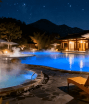 夜晚室外温泉泳池景观786#横屏 