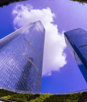 仰视拍摄城市高楼大厦497#横屏 