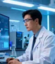  实验室科研人员操作电脑画面873#横屏 	 