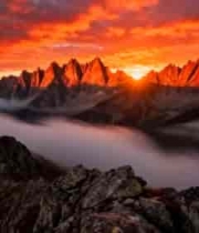  山脉日出云雾风光2622#横屏 	 