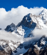 雪山远景蓝天白云自然风光4306#横屏 