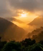  山林日出云雾缭绕景象1429#横屏 	 -