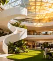  商场室内螺旋楼梯及休憩场景2354#横屏 	 