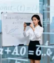  商务女性白板前手机拍摄画面1683#横屏 	 -