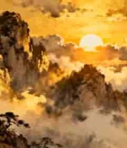  山水意境日出景观2535#横屏 	 