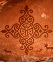 岩石上的古老神秘岩画3556#横屏 