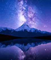 雪山星空湖泊夜景2740#横屏 