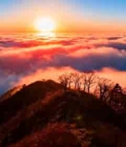  山顶云海日出全景78#横屏 	 