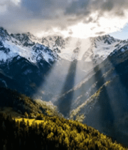 雪山森林阳光照射全景516#横屏 