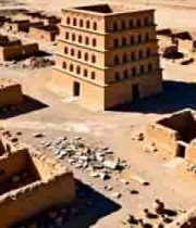  沙漠中的古建筑遗址1566#横屏 	 