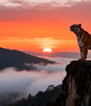 悬崖上老虎眺望自然风光873#横屏 