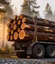  森林中工人指挥木材运输卡车194#横屏 	 