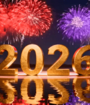 新年烟花水面倒影场景1443#横屏 