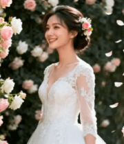 新娘花丛中微笑1820#横屏 