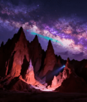 星空下的红色山峦夜景1345#横屏 