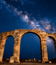 星空下的古迹建筑全景1344#横屏 