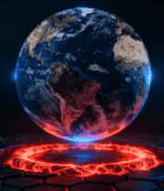 悬浮地球带红色光环特效1082#横屏 