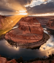 峡谷河流日落自然风光5098#横屏 