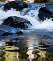 溪流中石头与流水景象3215#横屏 