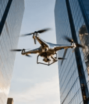 无人机穿梭高楼大厦间782#横屏 