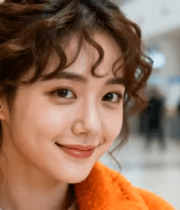 微笑女子身穿橙色外套3820#横屏 