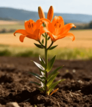 田野中绽放的橙色百合花5071#横屏 