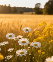 田野中盛开的雏菊与野花3615#横屏 