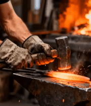 铁匠在车间锻造铁器2894#横屏 