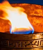  燃烧的金属火盆1854#横屏 	 