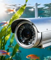 水下监控摄像头与游动鱼类2642#横屏 