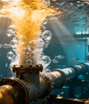 水下管道旁游动的鱼群3810#横屏 