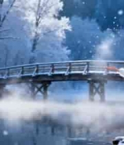  女子雪中湖畔抛洒雪花3#横屏 	 