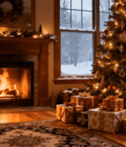 室内圣诞装饰及壁炉场景1777#横屏 