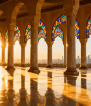 室内彩色玻璃窗宗教建筑场景4039#横屏 
