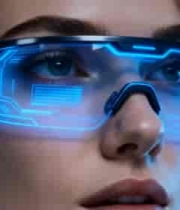  女性佩戴智能眼镜特写2477#横屏 	 