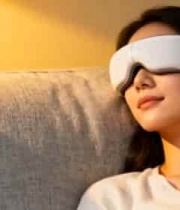  女性沙发上佩戴眼部按摩仪192#横屏 	 - 