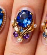  女性手指佩戴多彩珠宝特写990#横屏 	 