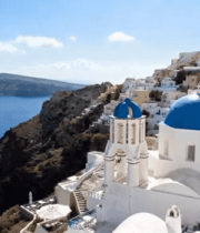 圣托里尼蓝白建筑海岸风光701#横屏 