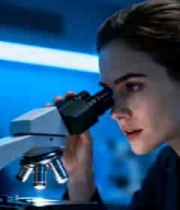  女性科学家使用显微镜做研究155#横屏 	 