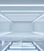  女性在未来感隧道中行走774#横屏 	 