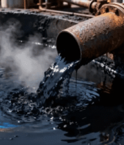 生锈管道排放黑色液体1027#横屏 