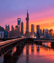 上海黄浦江畔东方明珠黄昏景5221#横屏 