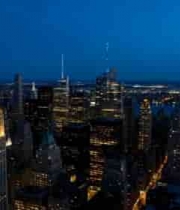  纽约曼哈顿摩天大楼夜景1071#横屏 	 -